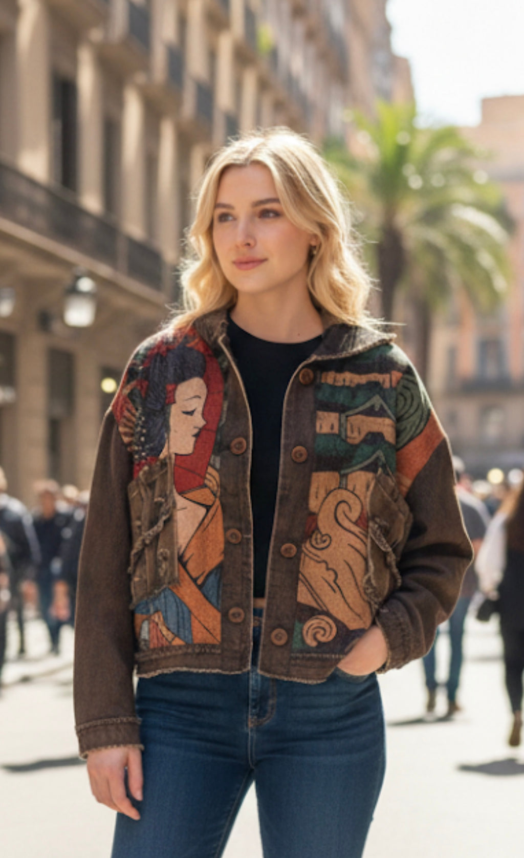 "Artisan Mosaic" Denim Jacket